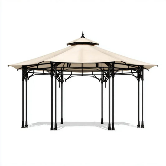 Altana lub pergola, Ogród na zewnątrz Pawilon w stalowej i poliestrowej kremie i czarny 400 x 300 x 270 cm