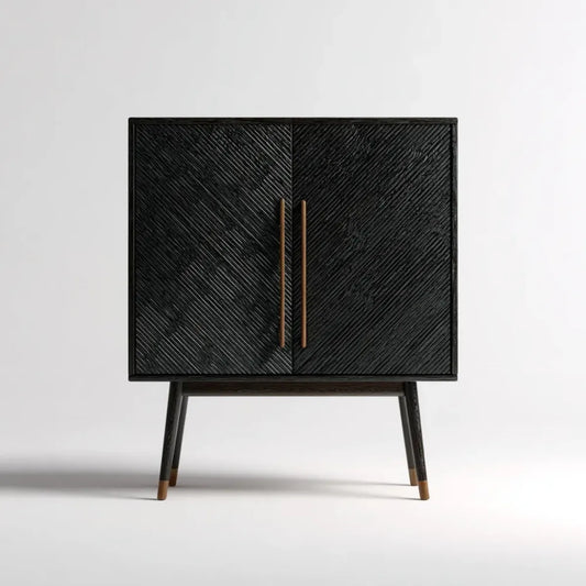 Szafka magazynowa Czarna 80 x 40 x 100 cm od MDF prostokątna z 2 drzwiami