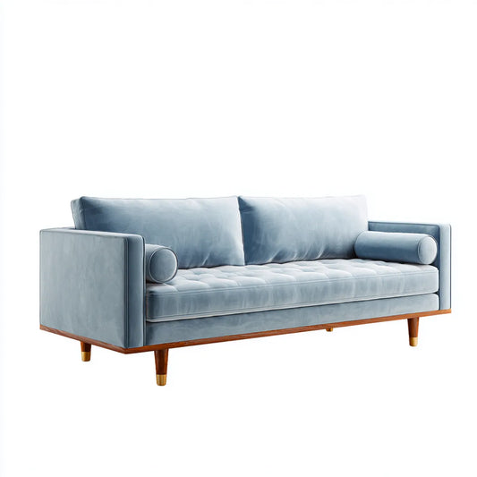 Sofa, 3- fotela sofa jasnoniebieska 210 x 90 x 85 cm poliester włącznie prostokątna