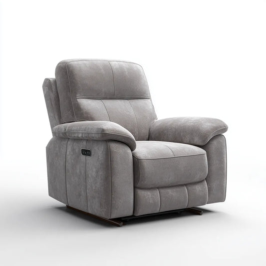 Fotel masujący, Szary PU skóra krzesło elektryczne leżaki tapicerowane ergonomiczny kształt 90 x 95 x 102 cm