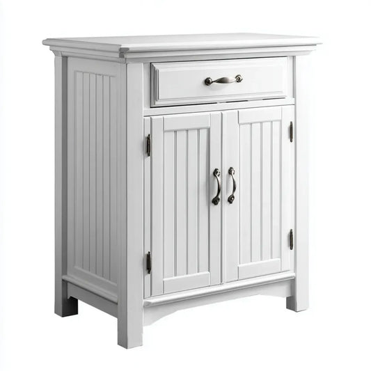 Szafka magazynowa Biała 60 x 35 x 85 cm od MDF prostokątna z szufladą i 2 drzwiami