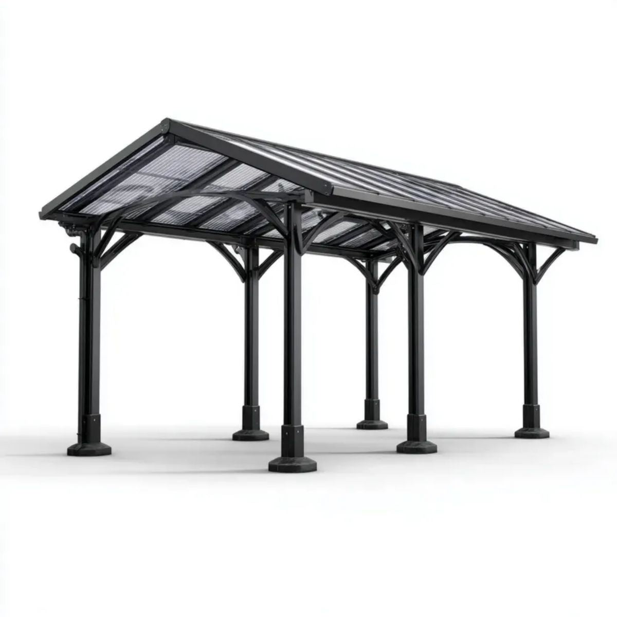 Altana lub pergola, Czarny prostokątny ogród prostokątny Pawilon w stali hartowanej i poliwęglanu 600 x 300 x 270 cm