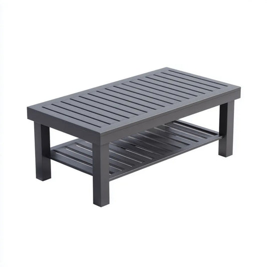 Stół ogrodowy, Prostokątny aluminiowy stół ogrodowy szary antracyt 120 x 60 x 45 cm
