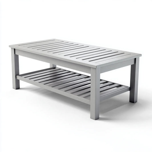 Stół ogrodowy, Taras stół Srebrny szary aluminium prostokątny z półką 100 x 60 x 45 cm