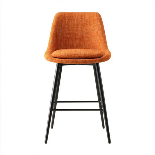 Hoker barowy, Pomarańczowy pręt taboret w poliestrze z czarną stalową podstawą, 48 x 52 x 101 cm