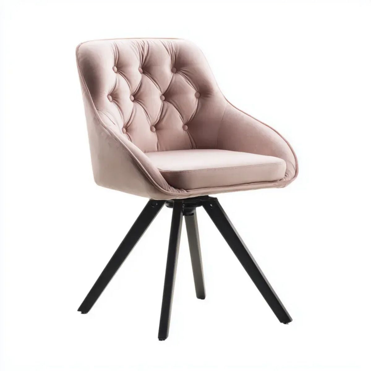 Krzesło do jadalni, Pink Belivelvet fotel pudrowany z czarnego belisteel, 59 x 62 x 84 cm