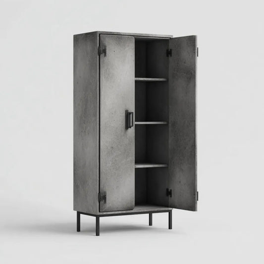 Szafka, Szafa magazynowa z 2 drzwiami Antracyt 80 x 40 x 180 cm stal prostokątna