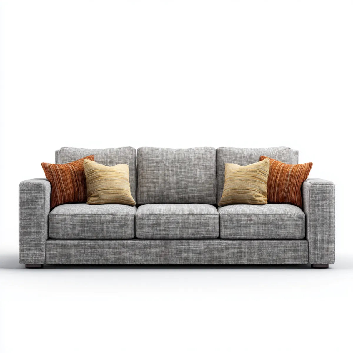 sofa 3-osobowa szara 220 x 90 x 85 cm z tapicerką poliestrową i prostokątnym kształtem