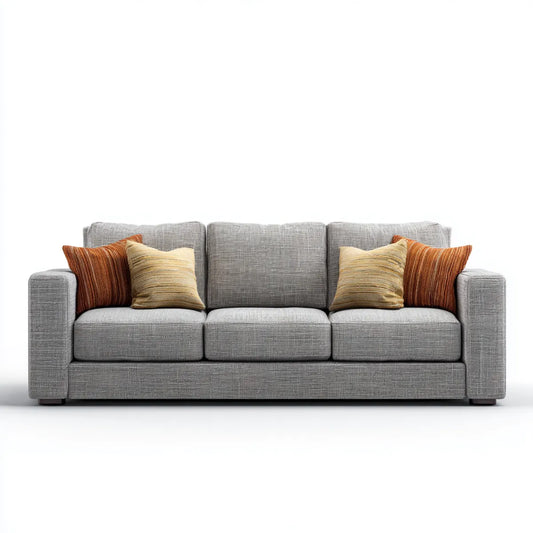 sofa 3-osobowa szara 220 x 90 x 85 cm z tapicerką poliestrową i prostokątnym kształtem