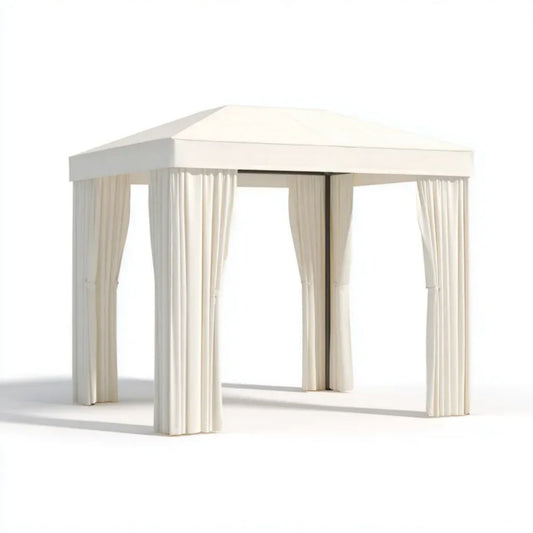 Altana lub pergola, Biały kwadrat ogród pawilon w aluminium i poliester 300 x 300 x 270 cm z 4 zasłony