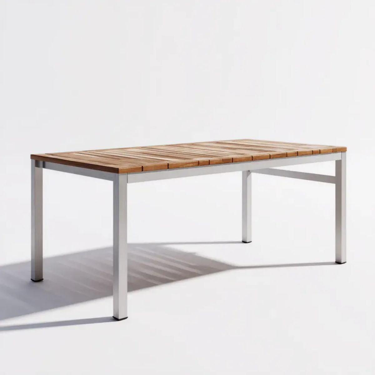 Stół ogrodowy, Brązowy prostokątny stół ogrodowy i srebrny w drewnie i aluminium 200 x 100 x 75 cm